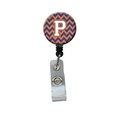 Carolines Treasures Letter P Chevron Blue and Orange No.3 Retractable Badge Reel CJ1060-PBR